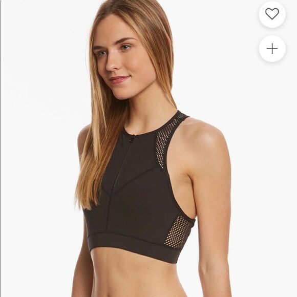 Betsey Johnson black Performance Zip Front Mesh Yoga Sports Bra sz small - Picture 5 of 9